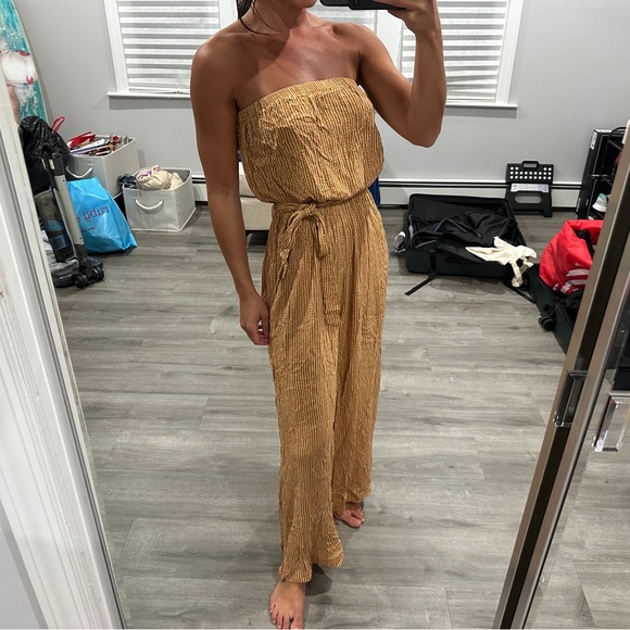 Simplee Tan/Beige Strapless Jumpsuit - Picture 3 of 4